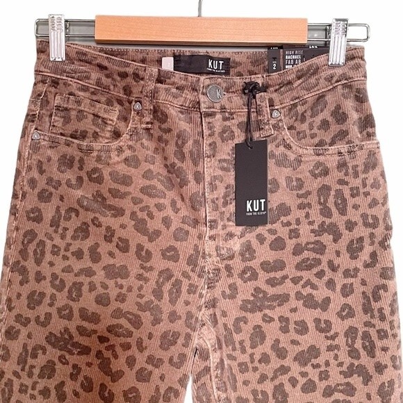 NWT Kut From The Kloth Rachael Mom Jeans Coffee Animal Print Corduroy Size 2 NEW - Picture 5 of 15